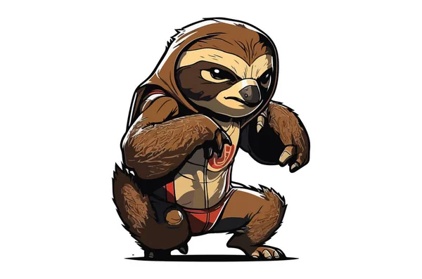 Sloth Gioco Stile Personaggio Vettoriale Illustrazione — Vettoriale Stock