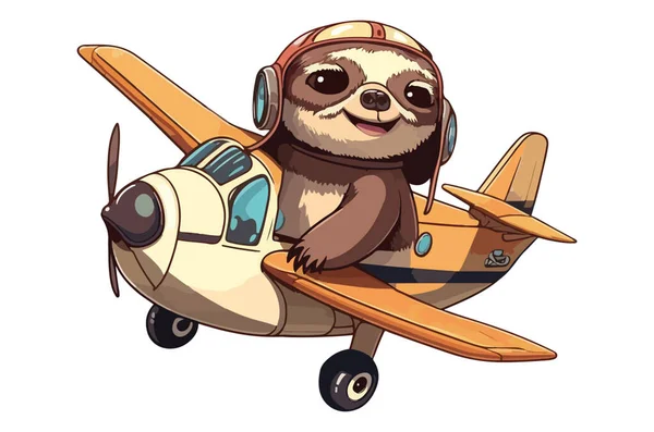 Sloth Riding Aereo Vettoriale Illustrazione — Vettoriale Stock