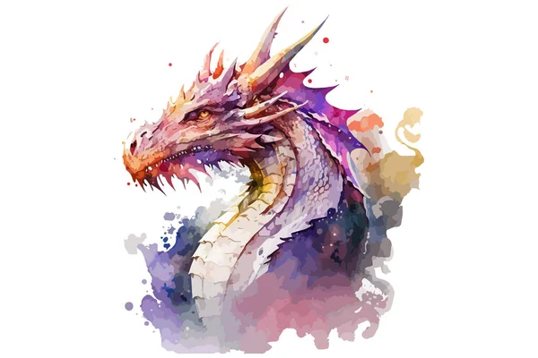 Akvarell Dragon Vektor Illustration — Stock vektor