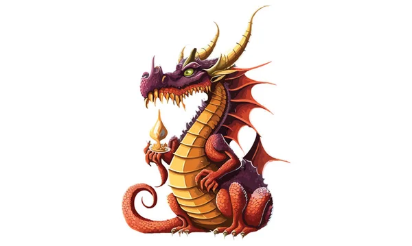 Cartoon Dragon Vector Illustration — Stock Vector