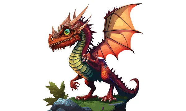 Illustration Vectorielle Dessin Animé Dragon Full Body — Image vectorielle