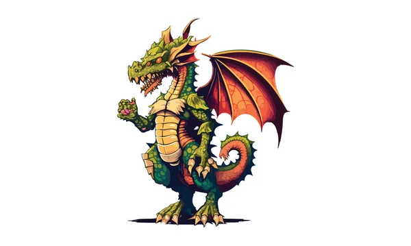 Dragon Ganzkörper Cartoon Vektor Illustration — Stockvektor