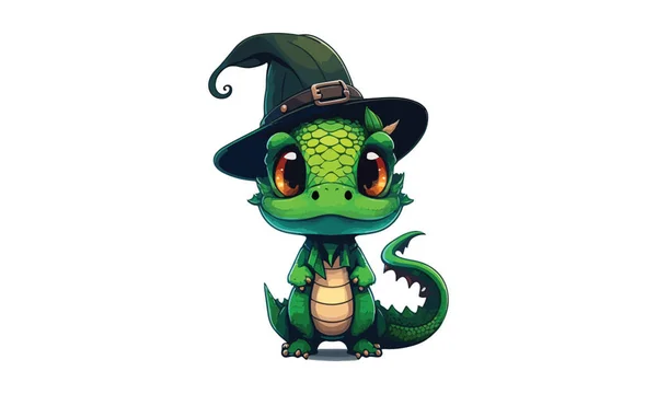 Dragon Portant Chapeau Illustration Vectorielle — Image vectorielle
