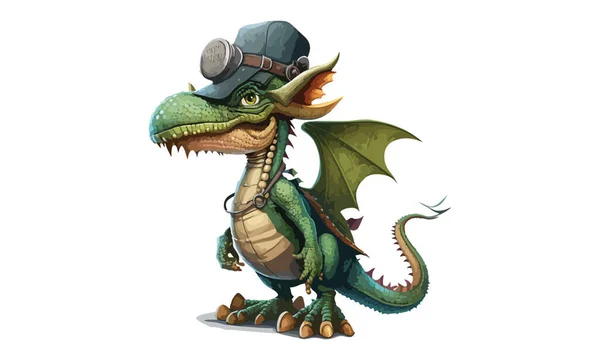 Dragon Draagt Een Hoed Vector Illustratie — Stockvector