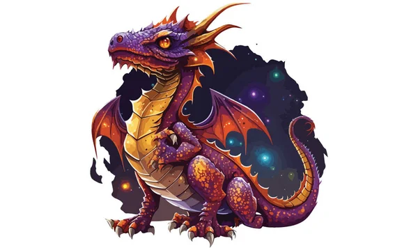 Dragon Galaxy Tecknad Vektor Illustration — Stock vektor