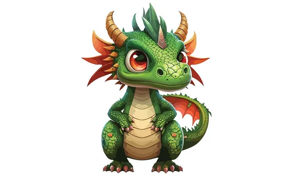 Dziecko Kawaii Cartoon Dragon Wektor Ilustracji — Wektor stockowy