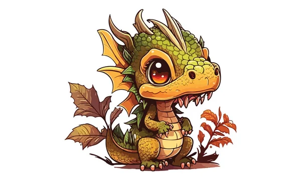 Illustration Vectorielle Dragon Bande Dessinée Bébé Kawaii — Image vectorielle