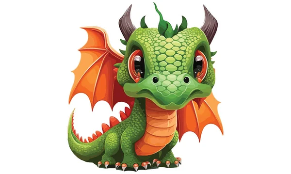 Baby Kawaii Cartoon Dragon Vector Illustratie — Stockvector