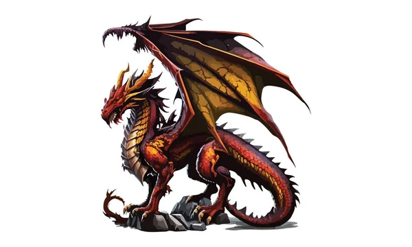 Dragon Realistic Style Vector Illustratie — Stockvector