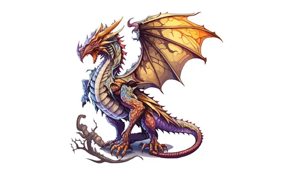 Dragon Реалістичний Стиль Векторні Ілюстрації — стоковий вектор