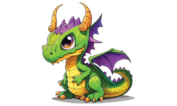 Illustration Vectorielle Style Jeu Dragon Bande Dessinée — Image vectorielle