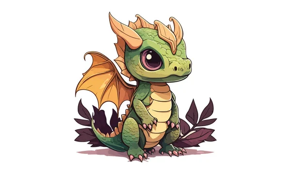Desenhos Animados Dragon Game Estilo Vector Ilustração —  Vetores de Stock