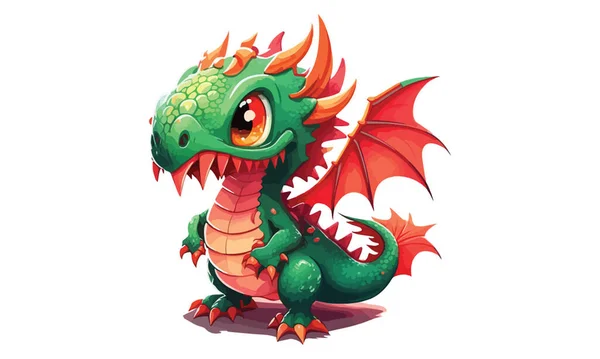 Dibujos Animados Dragon Juego Estilo Vector Ilustración — Archivo Imágenes Vectoriales