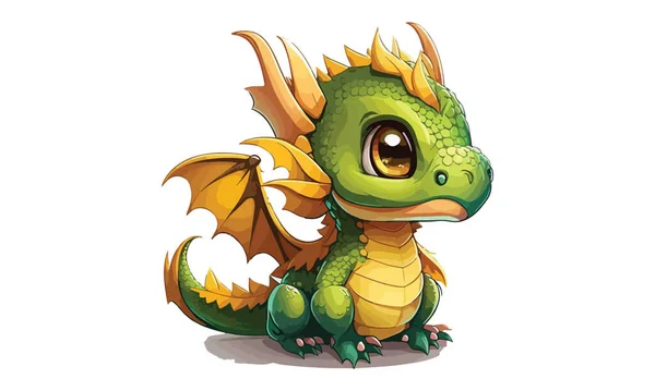 Desenhos Animados Dragon Game Estilo Vector Ilustração —  Vetores de Stock