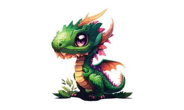Cartoon Dragon Game Style Vector Illustration — Stock Vector