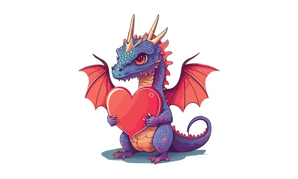 Illustration Vectorielle Style Dragon Valentine — Image vectorielle