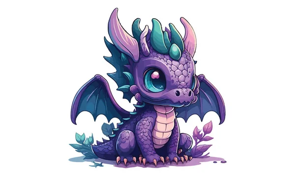 Desenhos Animados Dragon Game Estilo Vector Ilustração — Vetor de Stock