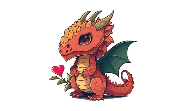Dragon Valentine Styl Wektor Ilustracji — Wektor stockowy