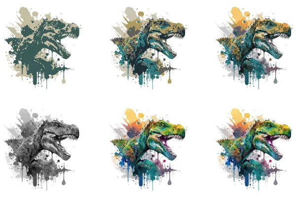 Akwarela Dinozaur Wektor Ilustracja — Wektor stockowy