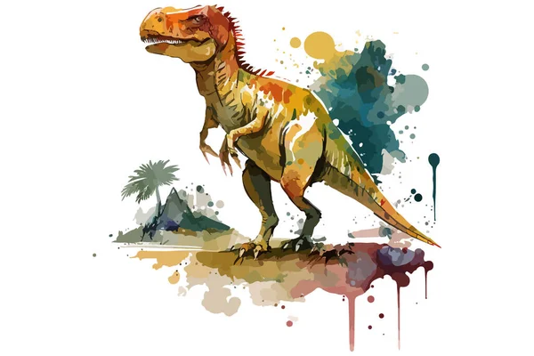 Aquarel Dinosaurus Vector Illustratie — Stockvector