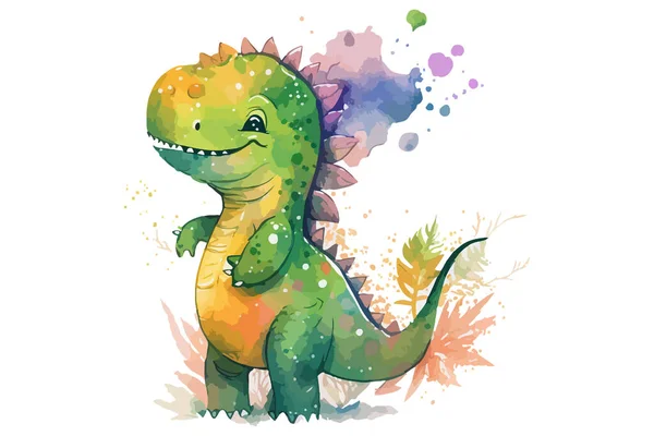 Illustrazione Vettoriale Dinosauro Acquerello — Vettoriale Stock
