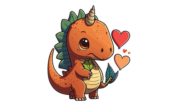 Dinosaur valentine vector illustration