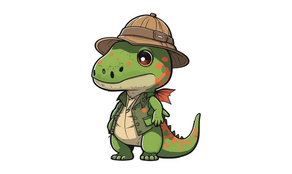 Динозавр Векторной Иллюстрацией Шляпы — стоковый вектор