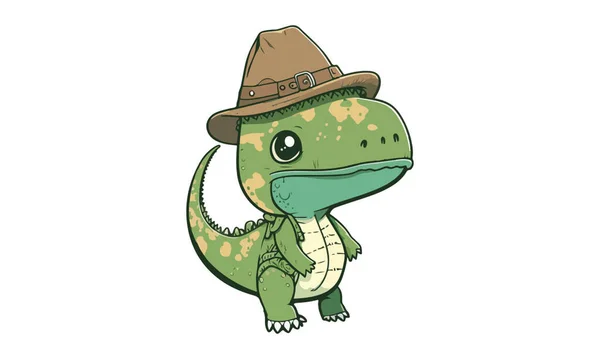 Dinosaurus Yllään Hattu Vektori Kuva — vektorikuva