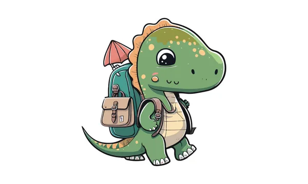 Dinosaurus Draagt Een Schooltas Vector Illustratie — Stockvector