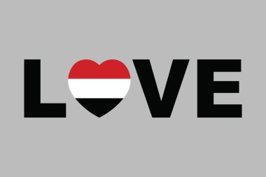 Yemen kalp şeklinde Love Word, Yemen ulusal bayrağı, Yemen bayrak illüstrasyonu