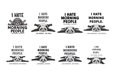 I hate morning people and mornings and people T-Shirt designs set clipart