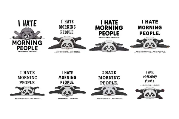 stock vector I hate morning people and mornings and people T-Shirt designs set