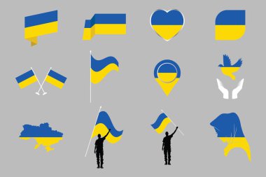 Ukrayna Bayrak Kümesi, orijinal ve basit Ukrayna bayrak demeti, Ukrayna bayrak koleksiyonunun vektör çizimi