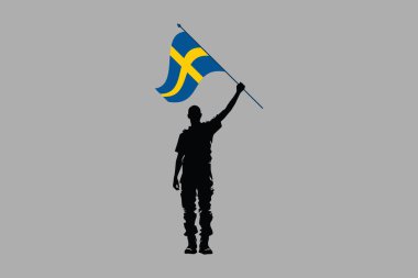 A Man holding a Sweden flag, Sweden flag vector graphic, Sweden country flag is a symbol of freedom, National Sweden flag, vector illustration