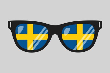 Sunglasses with Sweden flag, Sweden flag vector graphic, Sweden country flag is a symbol of freedom, National Sweden flag, vector illustration