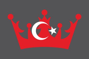 Turkey crown shape with flag, Flag of Turkey national country symbol illustration Vector, Rectangle Turkey flag illustration, Flat vector illustration clipart