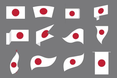 Flag of Japan Set, Original and simple Japan flag Bundle, vector illustration of Japan flag Collection clipart