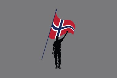 A Man with Norway flag, Flag of Norway national country symbol illustration Vector, Rectangle Norway flag illustration, Flat vector illustration clipart