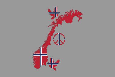 Map of Norway with the national flag of Norway, Norway flag vector graphic, Norway country flag is a symbol of freedom, National Norway flag, vector illustration clipart