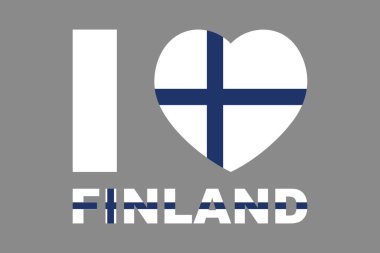 I love Finland Word with heart shape, Flag of Finland national country symbol illustration Vector, Rectangle Finland flag illustration, Flat vector illustration clipart