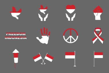 Flag of Indonesia Set, Original and simple Indonesia flag Bundle, vector illustration of Indonesia flag Collection clipart