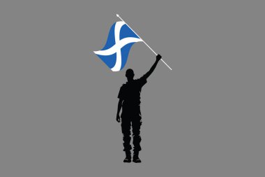 A Man holding a Scotland flag, Scotland flag vector graphic, Scotland country flag is a symbol of freedom, National Scotland flag, vector illustration