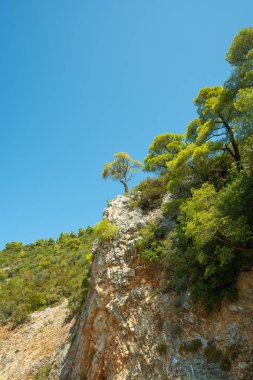 Denizin, dağların, kayaların, plajların, adaların ve Yunanistan 'ın farklı yerlerinden gökyüzünün manzarası.