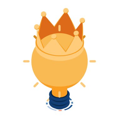 Düz 3D Fikirli Altın Taç Fikri. Fikir ve İçerik Kral Konseptidir..