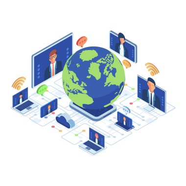 Takım Konferansı ile Internet üzerinden Isometric Global Connectivity. Küresel Uzak Takım İşbirliği Konsepti