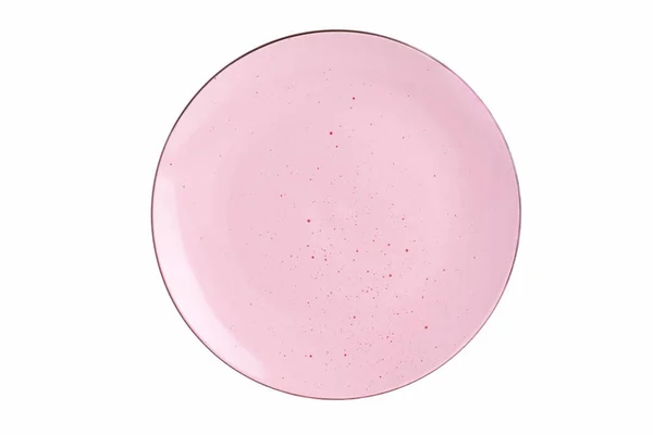 Розовая Керамическая Круглая Пластина Белом Фоне — стоковое фото