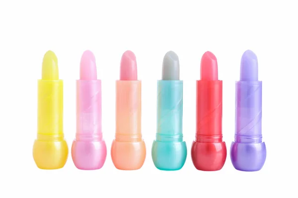 Rouge Lèvres Hygiénique Pour Enfants Avec Différents Parfums Isolés Sur — Photo