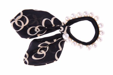 Hair scrunchie with pearls isolated on white background. clipart