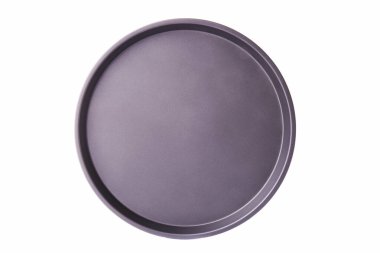 Beyaz zemin üzerinde siyah düz tepsi izole.