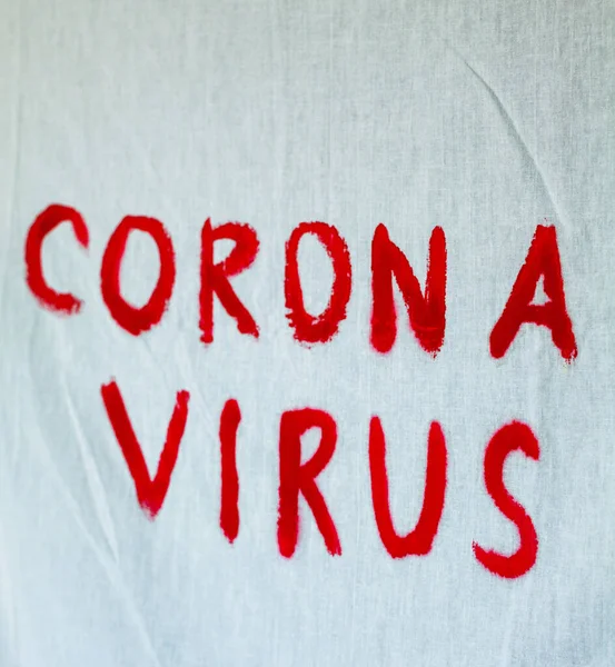 Corona Vírus Inscrição Uma Folha Branca Surto Doença Coronavirus Covid — Fotografia de Stock